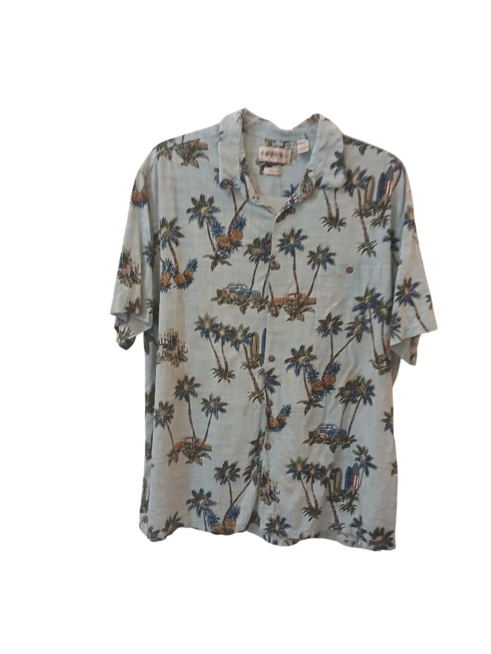 Campia Moda XXL EasyCare Hawaiian Button Shirt Rayon Palm Tree Classic Cars  #O2
